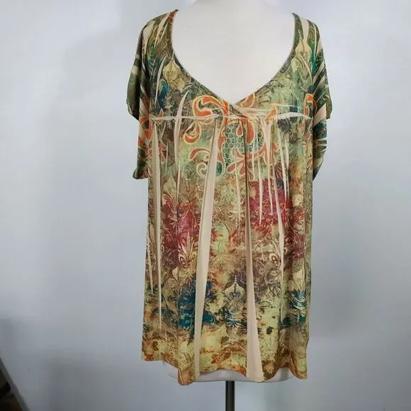 Maurices Shirt Top Flowy Stretch Boho Hippie Womens Plus Size 3X Short Sleeve - Picture 2 of 11